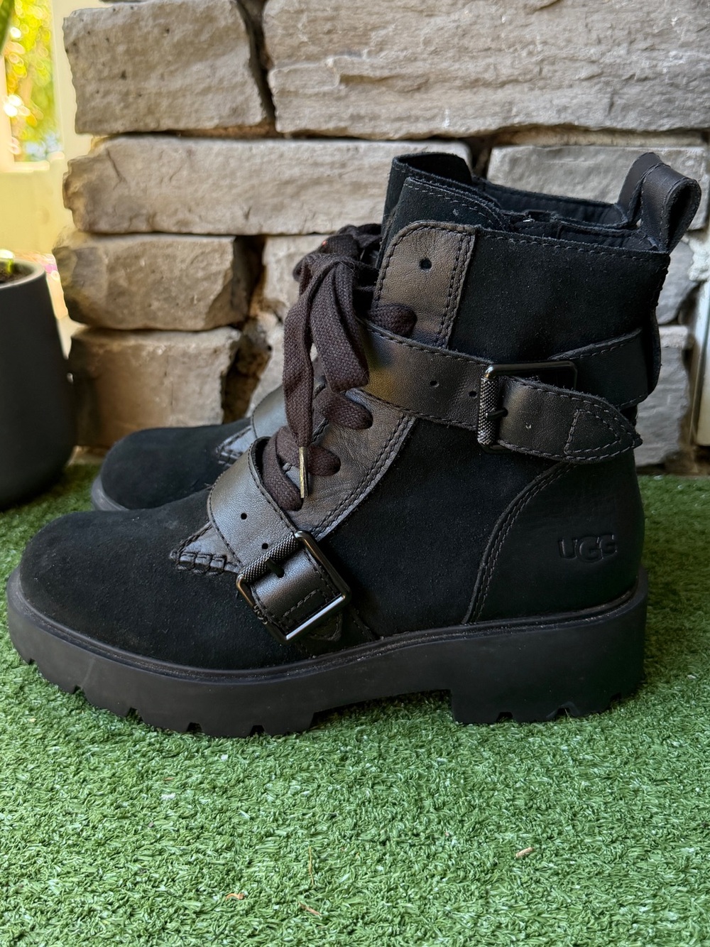 UGG Zorrah Black Suede Leather Women’s Boots